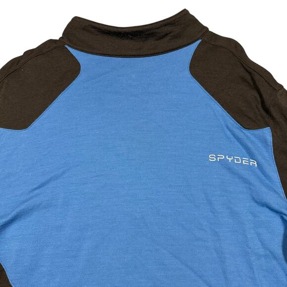 Spyder Men's Half Zip 100% Merino Lightweight Base Layer Blue and Black- Size XL - Picture 5 of 9